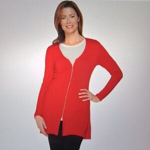 H by Halston Knit Zip Front Long Cardigan XS New